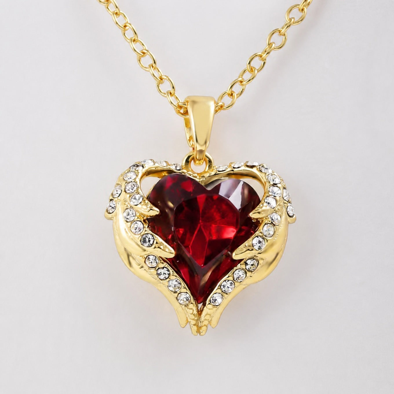 **Sophisticated Ruby Heart Gold Necklace**