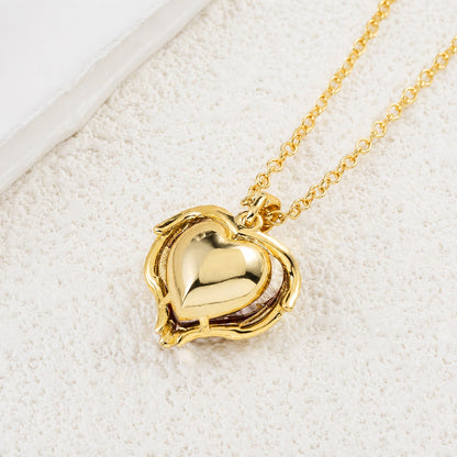 **Sophisticated Ruby Heart Gold Necklace**