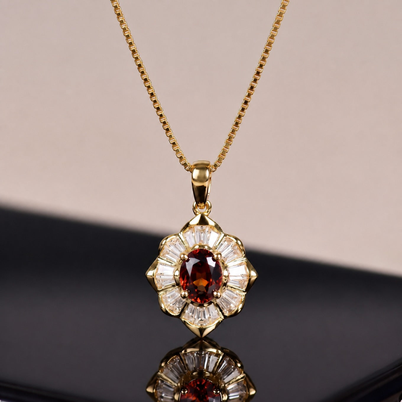 **Sophisticated Crimson Gold Necklace**
