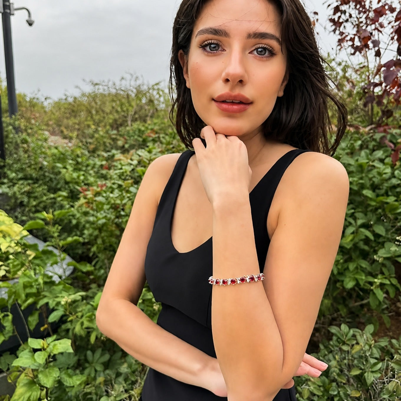 Sophisticated Ruby Vine White Gold Bracelet