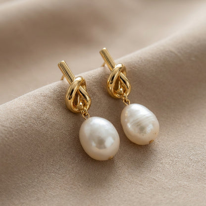 Knotted Pearl Elegance Earrings