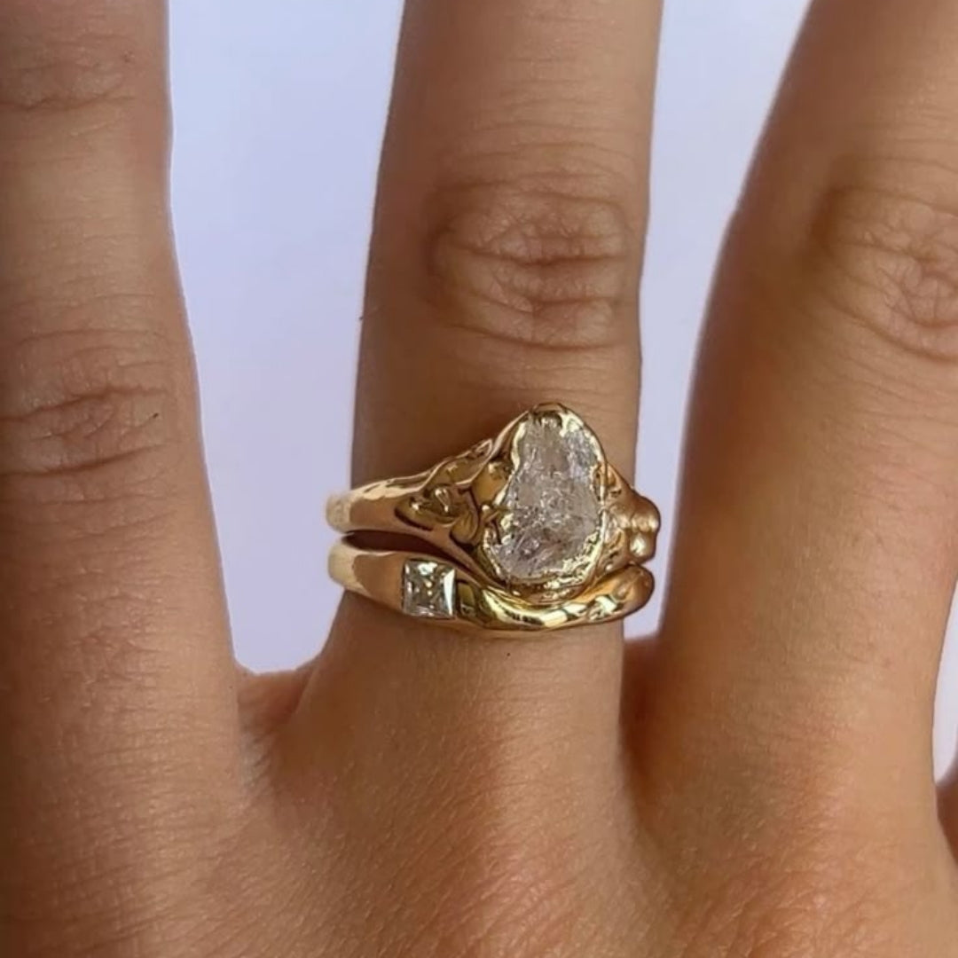 Sophisticated Twisted Gold Ring Set