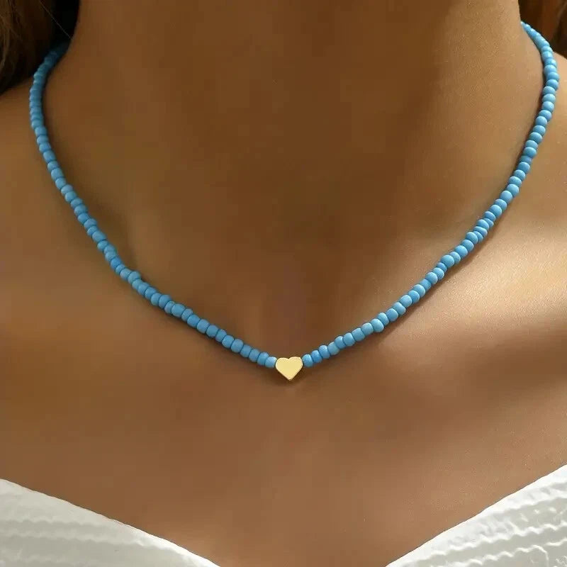 Minimal Turquoise Heart Necklace
