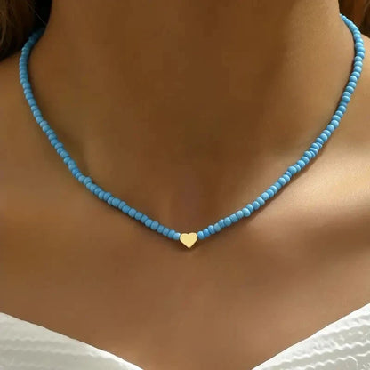Minimal Turquoise Heart Necklace