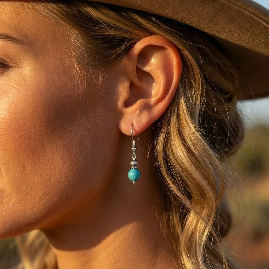 Turquoise Bead Drop Earrings